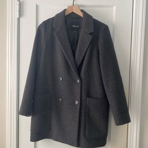 Madewell Double-Breasted Wool-Blend Coat in Charcoal